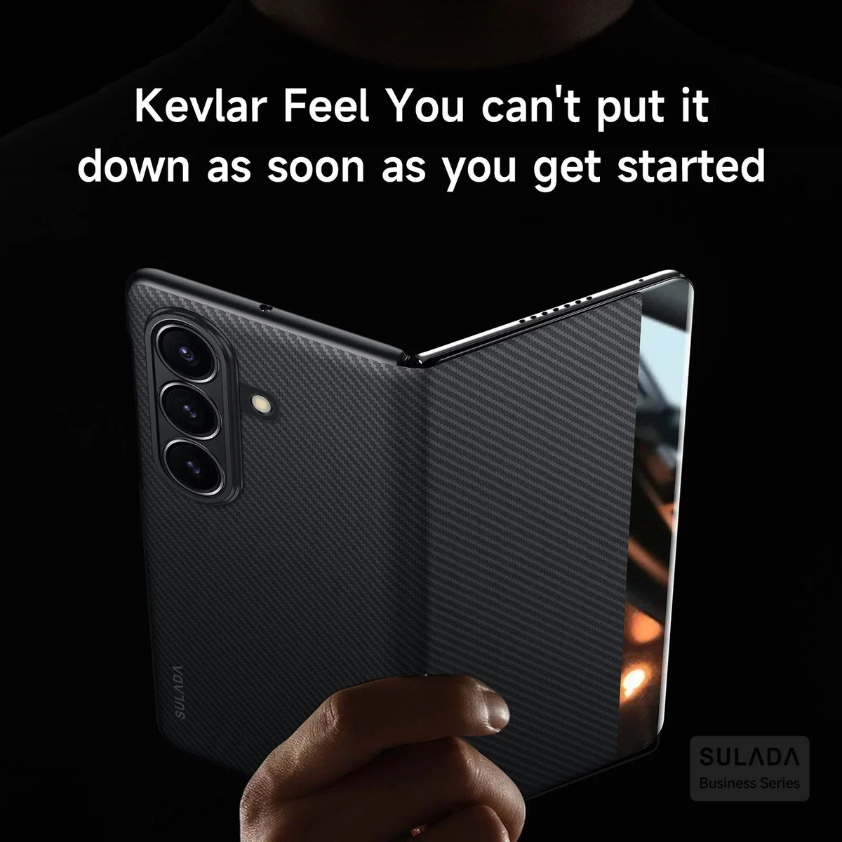 Magnetic Carbon Fiber Leather Case