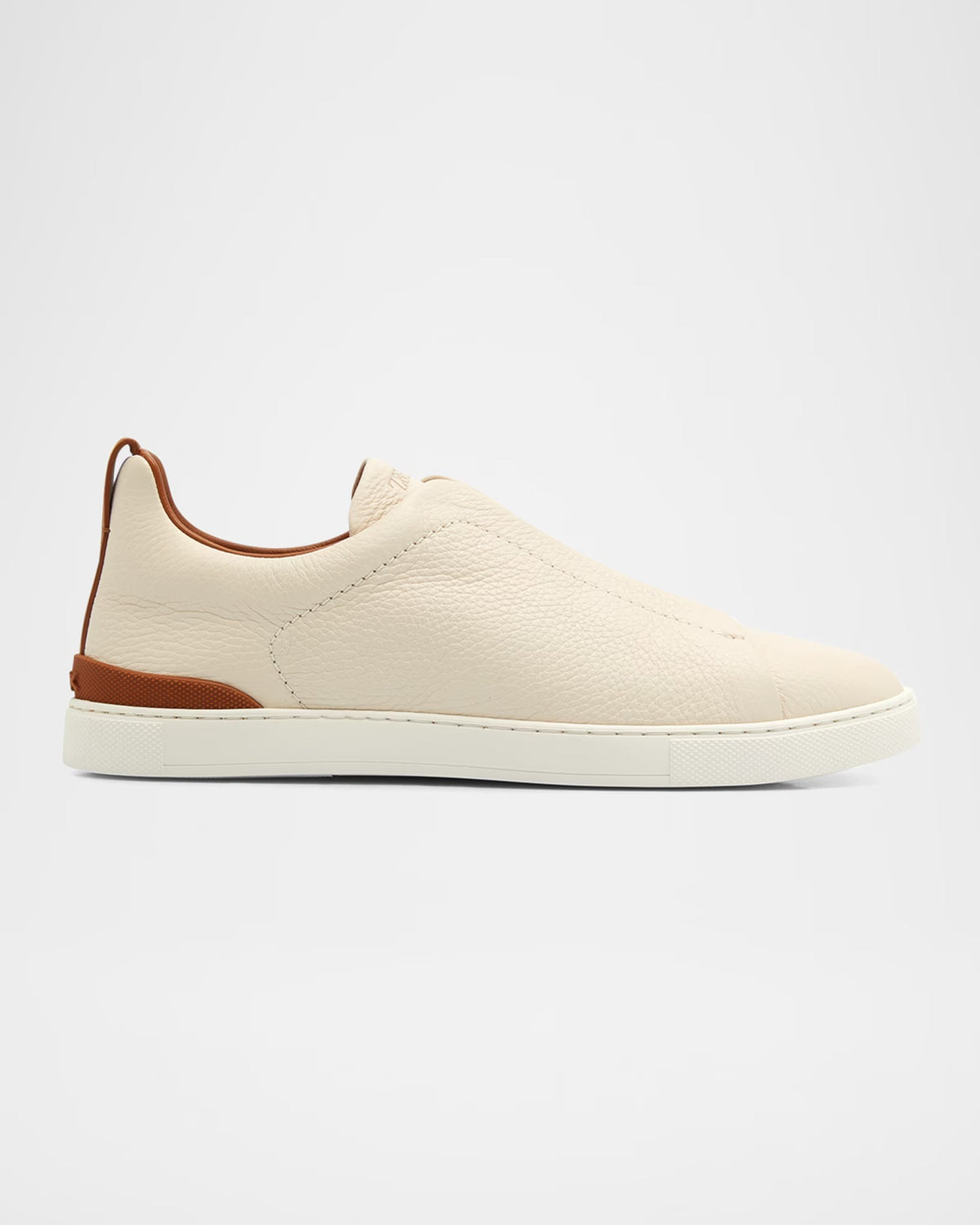 Triple Stitch Deerskin Leather Slip-On Sneakers
