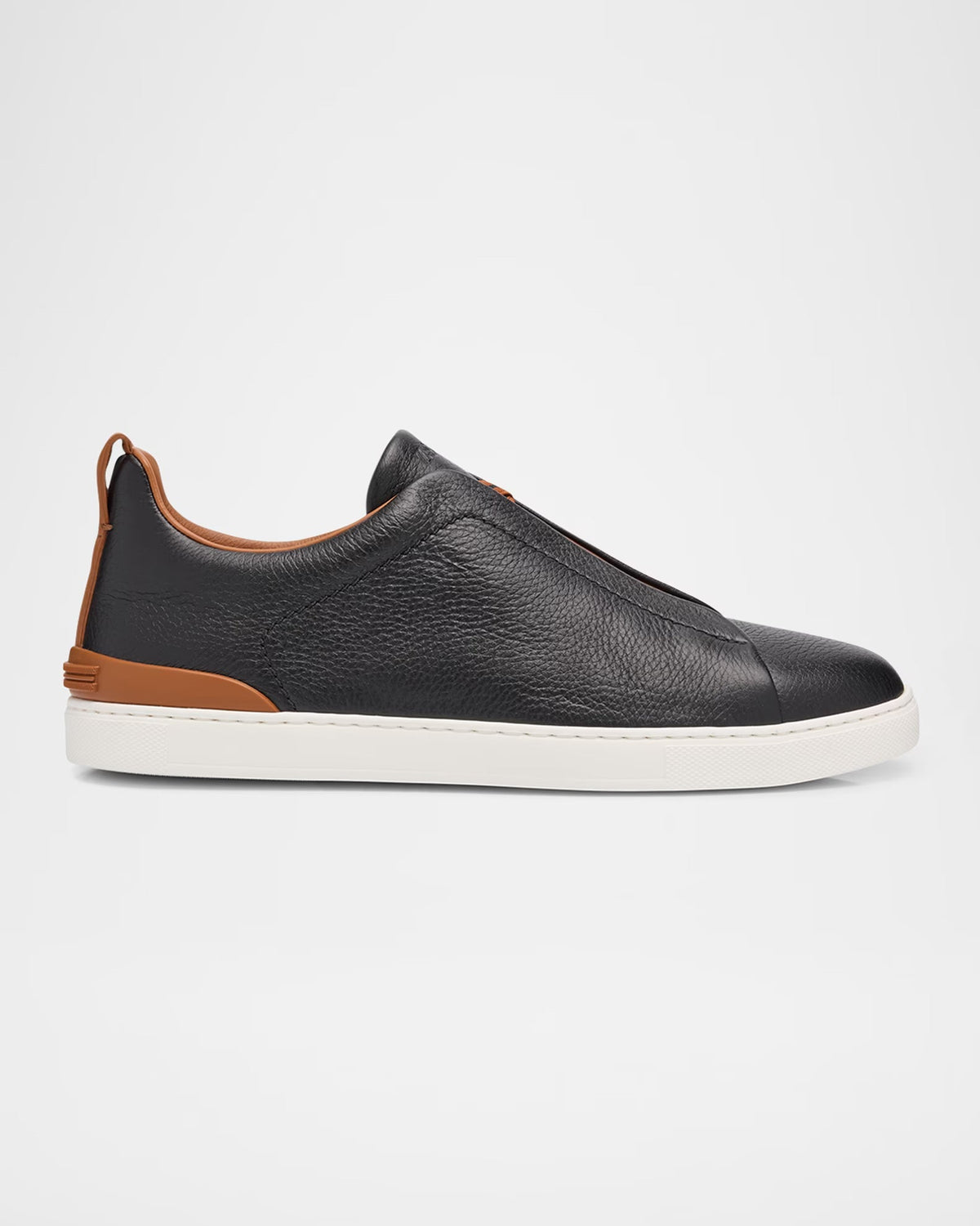 Triple Stitch Deerskin Leather Slip-On Sneakers