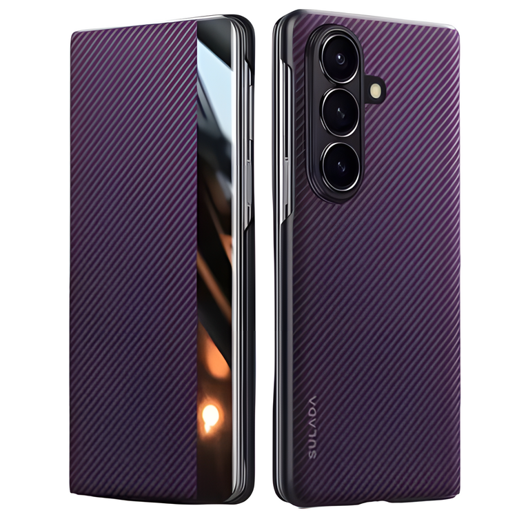 Magnetic Carbon Fiber Leather Case
