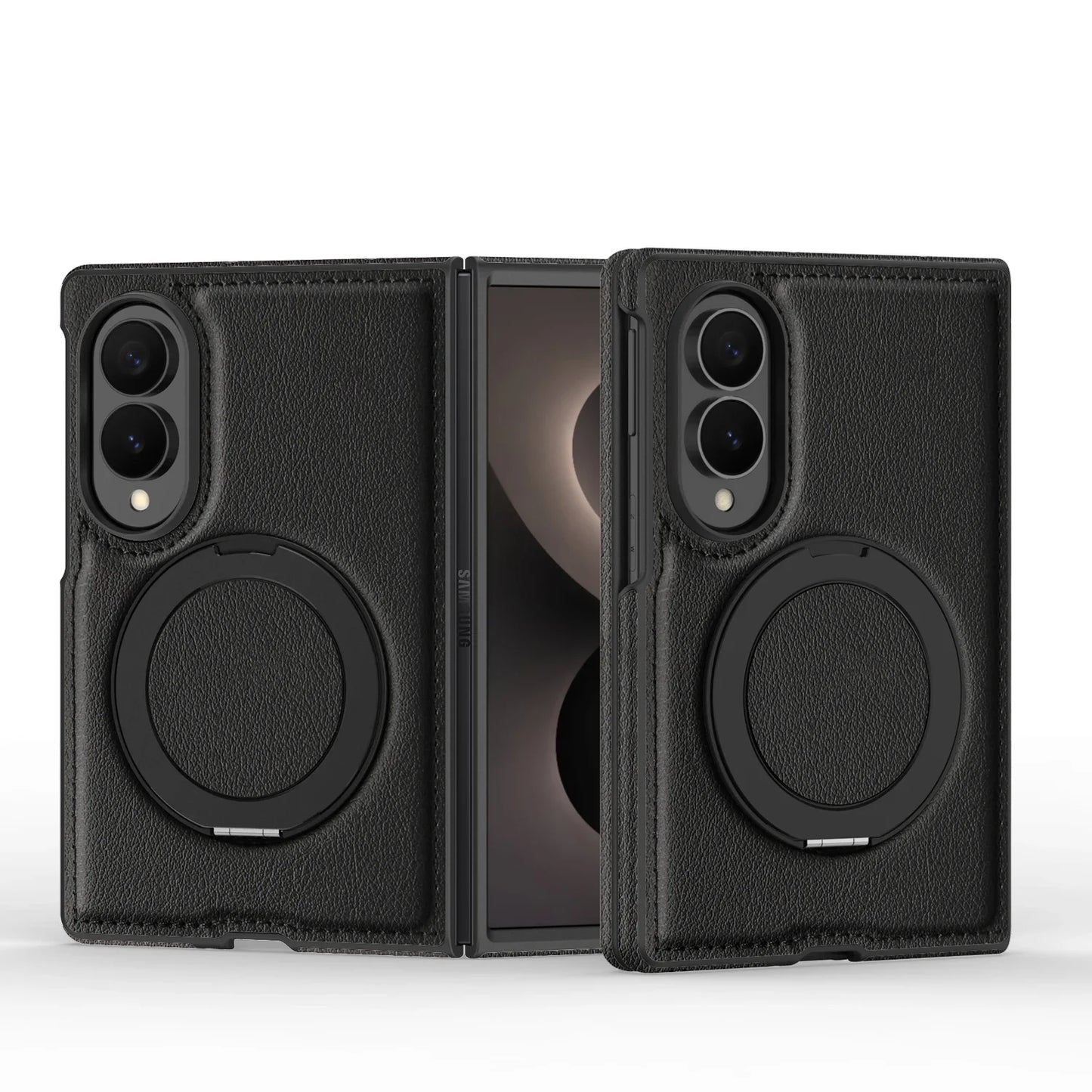 360° Magnetic Leather Ring Stand Case For Galaxy Z Fold 8 Series