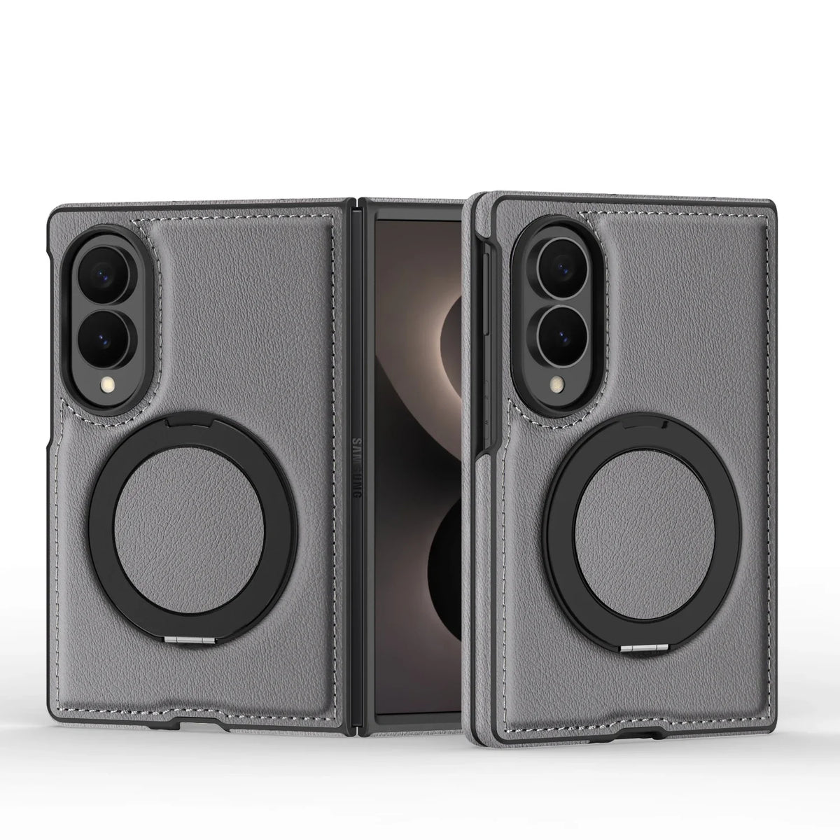360° Magnetic Leather Ring Stand Case For Galaxy Z Fold 8 Series