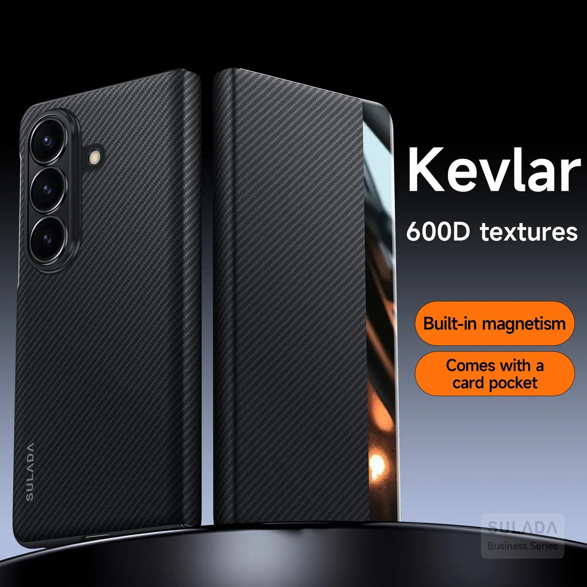 Magnetic Carbon Fiber Leather Case