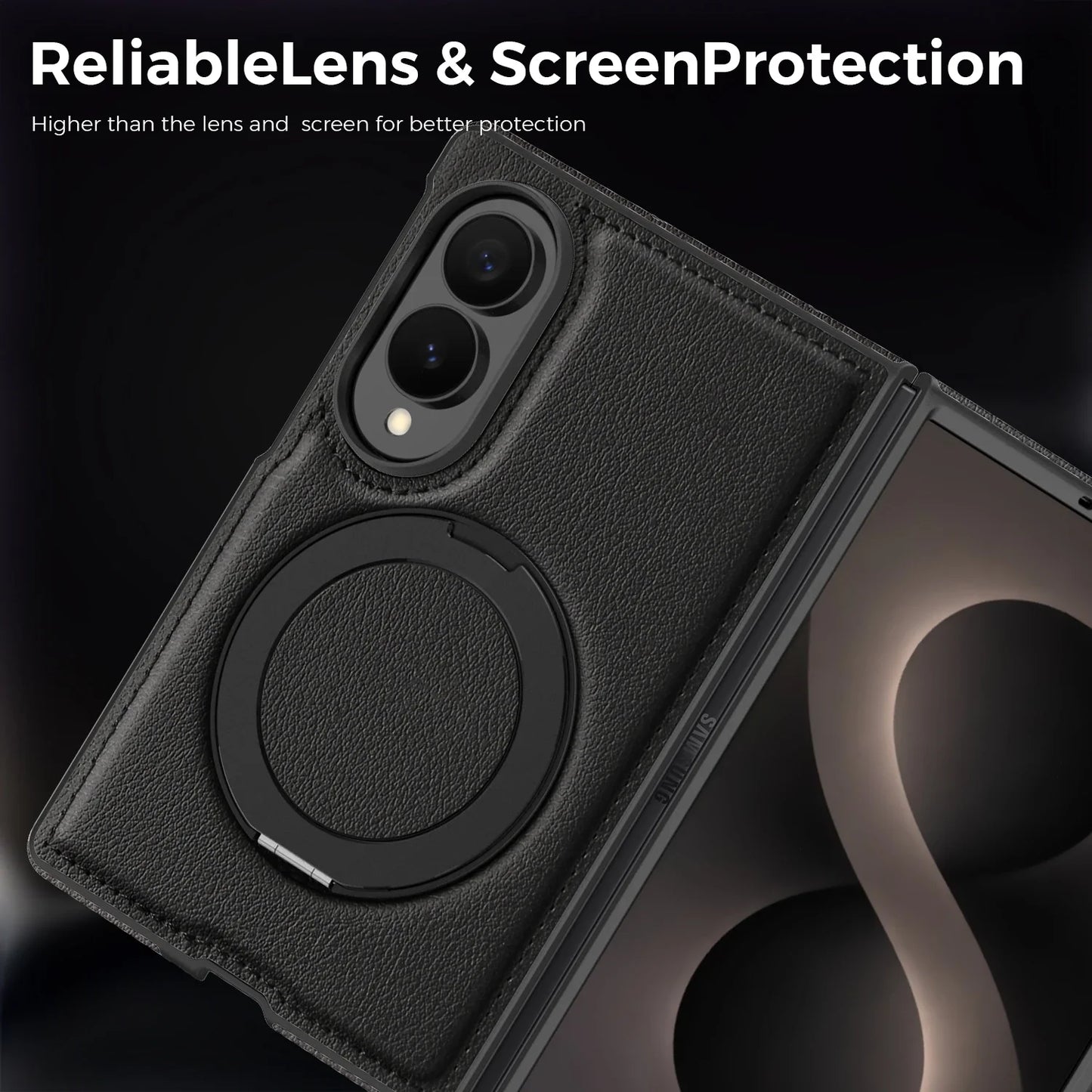 360° Magnetic Leather Ring Stand Case For Galaxy Z Fold 8 Series