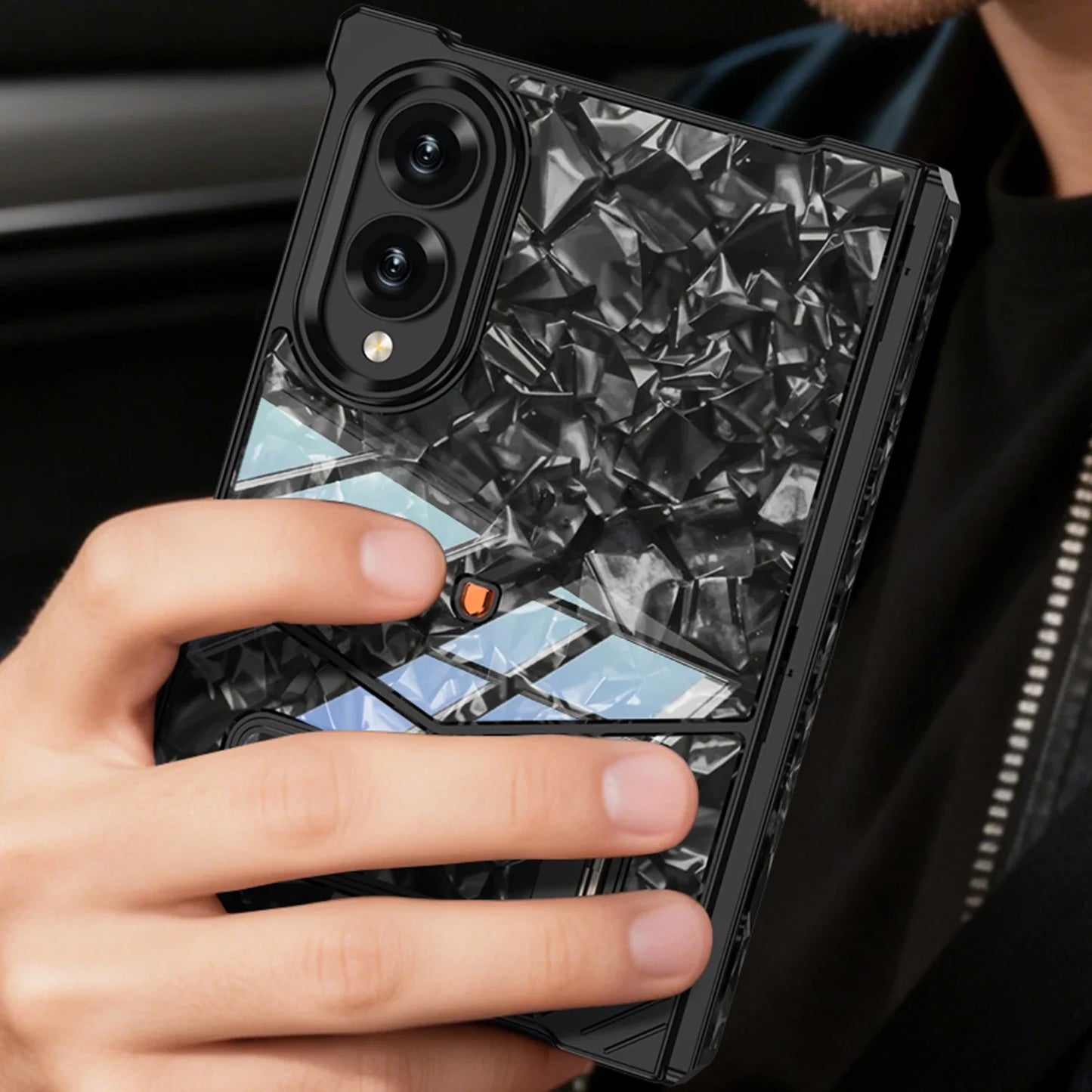 Luxury Alloy Marble Stand Case For Galaxy Z Fold 8 Series