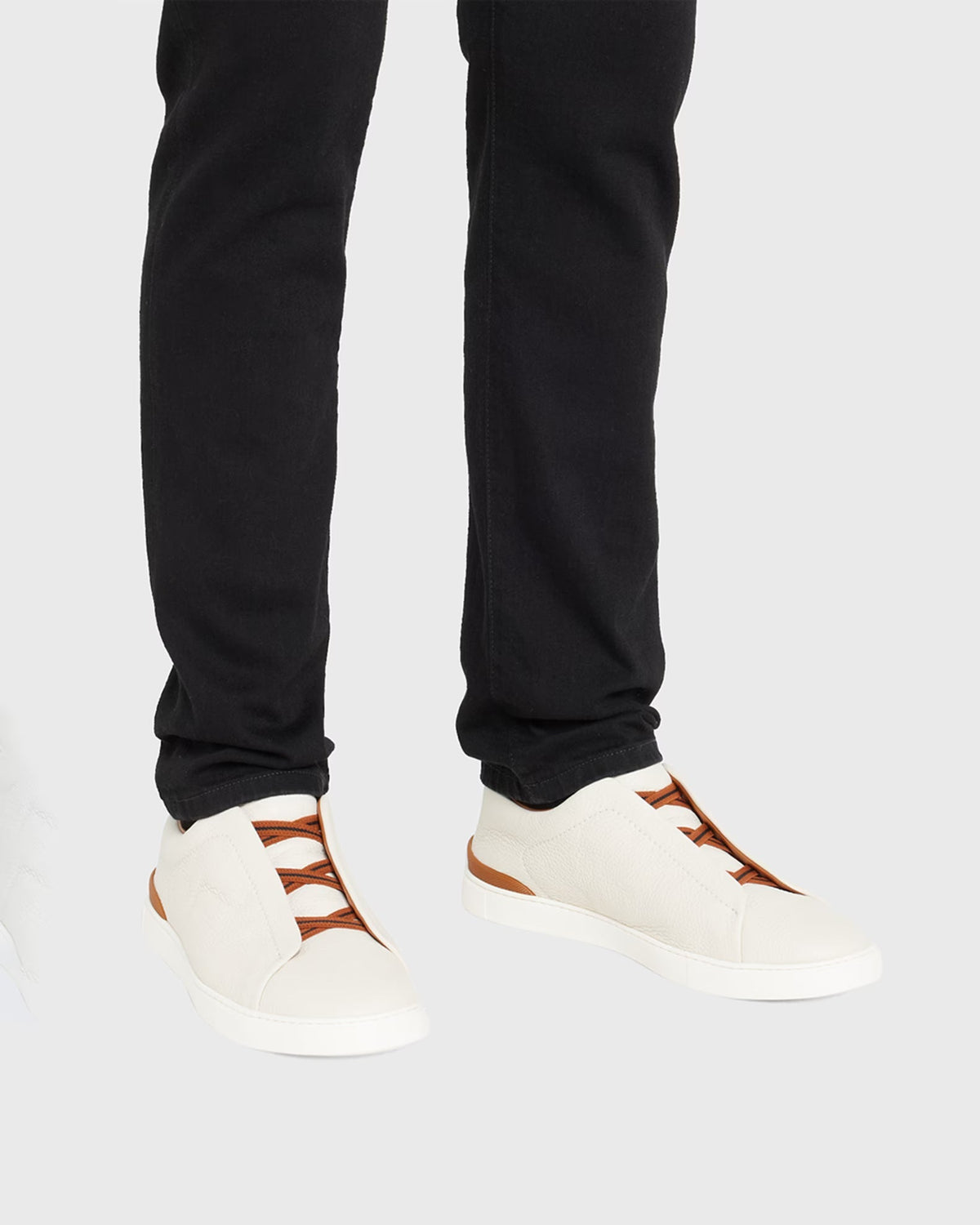 Triple Stitch Deerskin Leather Slip-On Sneakers