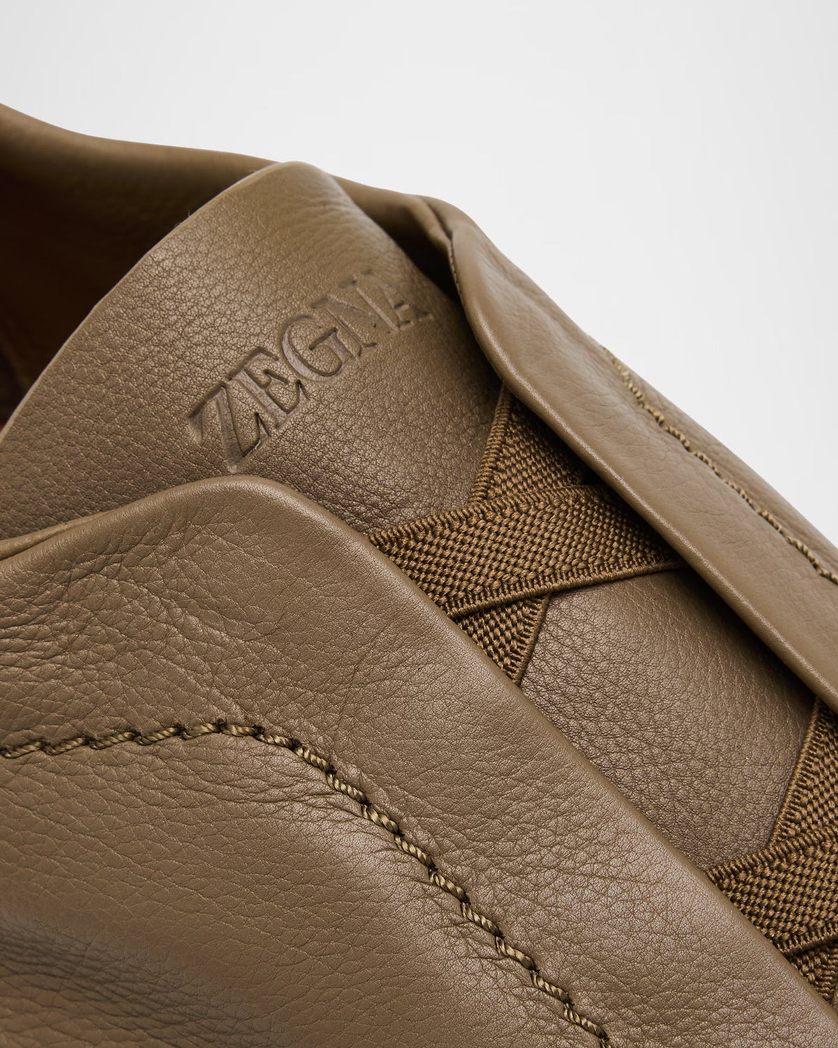 Triple Stitch Deerskin Leather Slip-On Sneakers