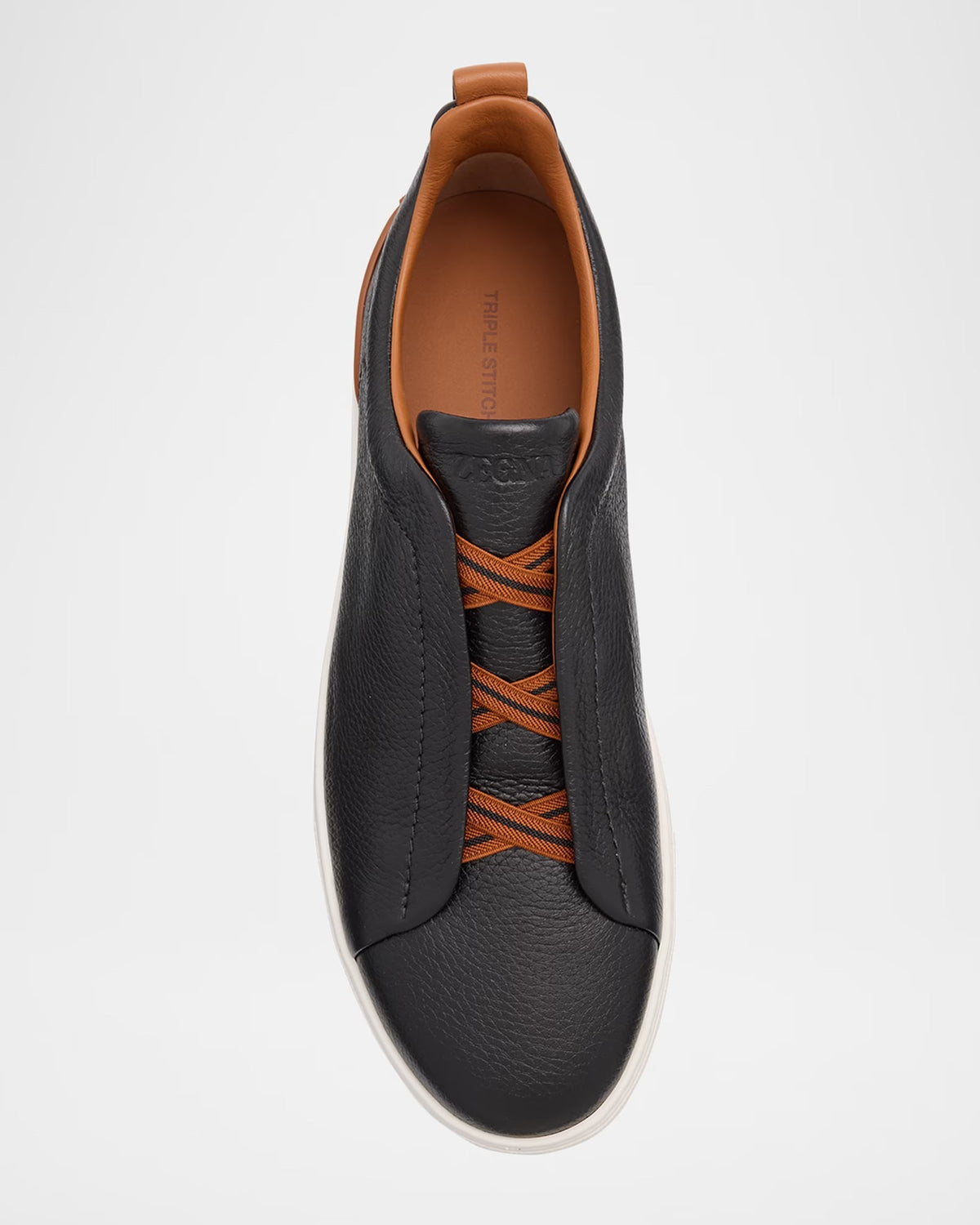 Triple Stitch Deerskin Leather Slip-On Sneakers
